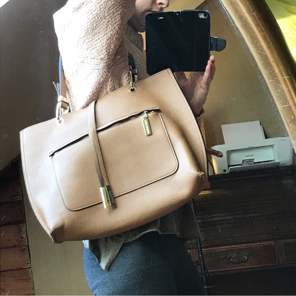 Steve Madden Large Tan Cognac Tote Bag with Medium Inner Bag, NWOT, 17” x 12” - Picture 15 of 15